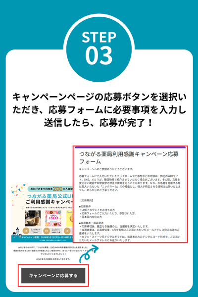 つながる薬局ご利用感謝キャンペーン(つながる薬局公式LINE未登録者)の応募方法3